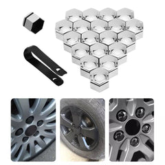 20Pcs 17mm Gloss Silver Car Wheel Nut Caps Bolt Covers For VW Vauxhall Bmw