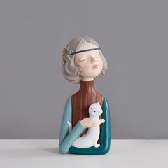 Creative Ornaments For Girls Blowing Bubbles And Holding Mice