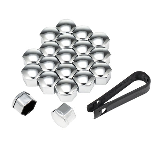 20Pcs 17mm Gloss Silver Car Wheel Nut Caps Bolt Covers For  VW Vauxhall Bmw