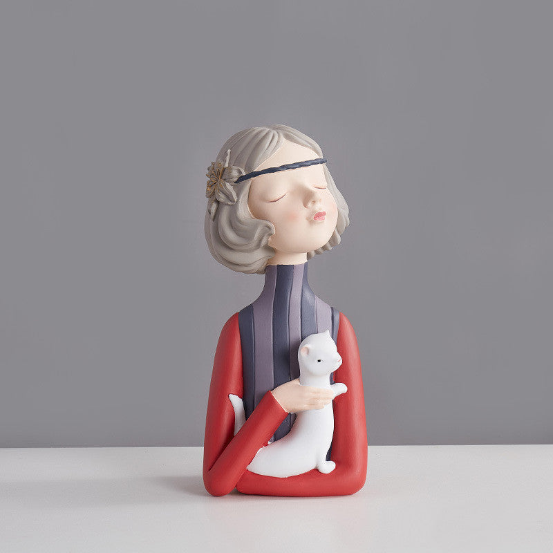 Creative Ornaments For Girls Blowing Bubbles And Holding Mice