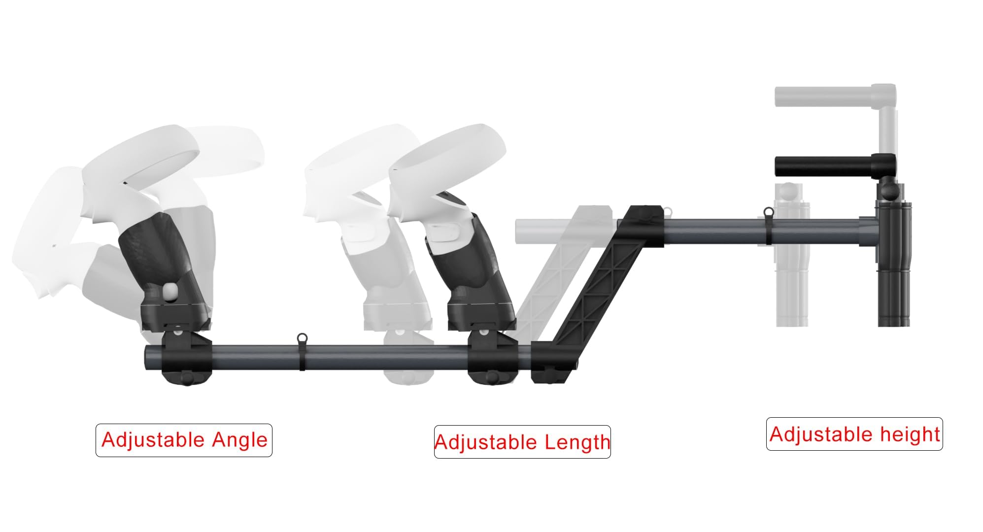 VR Gun Stock for Meta Quest 3S, Compatible with VR Meta Quest 3 Controller Grips, VR Shooting Game Accessories Quest 3S Magnetic Rifle with Shoulder Straps, Enhance Real Feeling (Black-C)