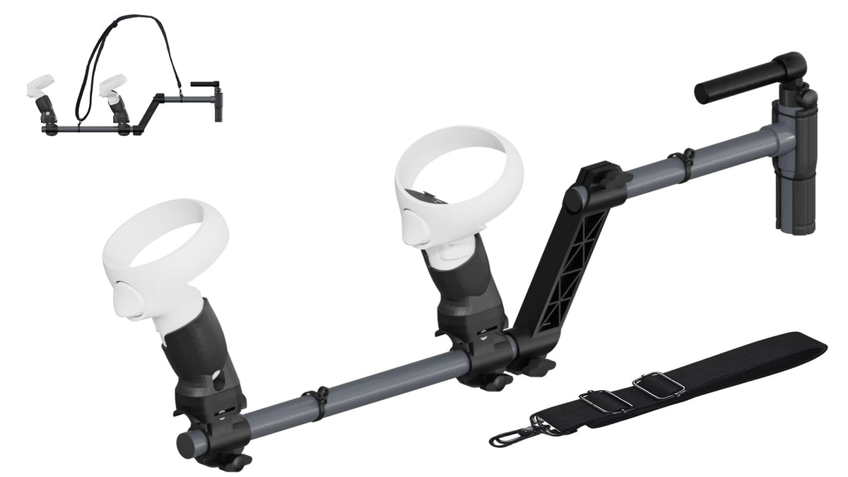 VR Gun Stock for Meta Quest 3S, Compatible with VR Meta Quest 3 Controller Grips, VR Shooting Game Accessories Quest 3S Magnetic Rifle with Shoulder Straps, Enhance Real Feeling (Black-C)