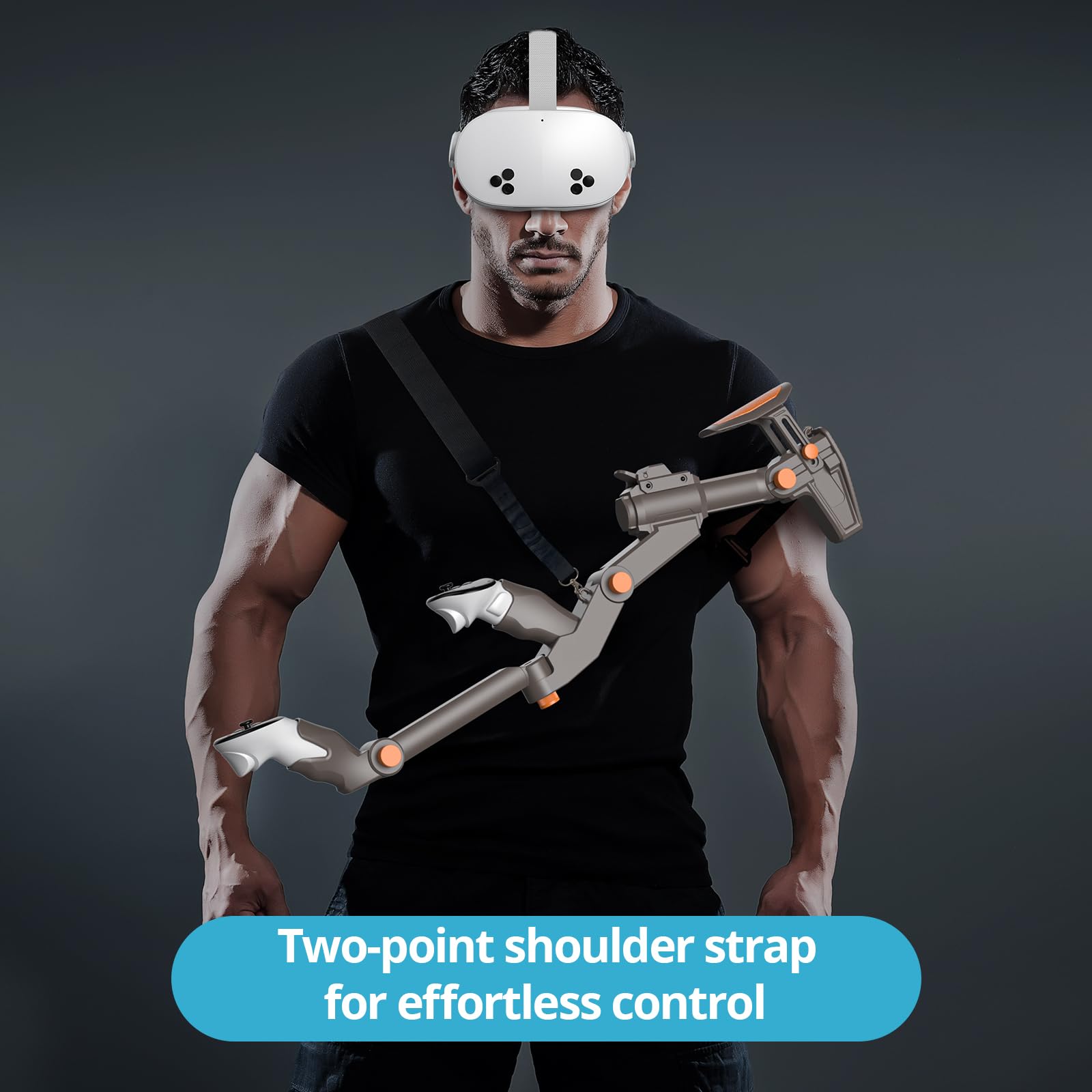 VR Gunstock for Meta Quest 2 Quest 3 Quest 3S Quest Pro – Adjustable FPS Gaming Controller Accessories with Quick Magnetic Attachment Cheek Pad for Immersive VR Gameplay (Gunmetal Gray)