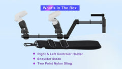 VR Gun Stock for Meta Quest 3S, Compatible with VR Meta Quest 3 Controller Grips, VR Shooting Game Accessories Quest 3S Magnetic Rifle with Shoulder Straps, Enhance Real Feeling (Black-C)