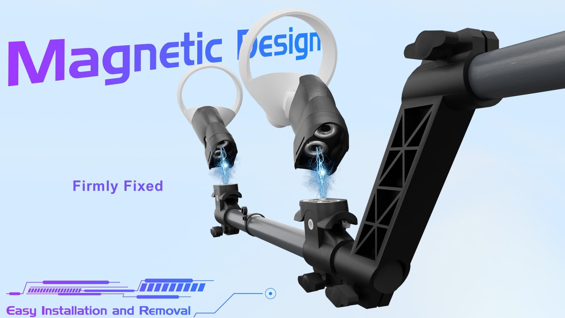 VR Gun Stock for Meta Quest 3S, Compatible with VR Meta Quest 3 Controller Grips, VR Shooting Game Accessories Quest 3S Magnetic Rifle with Shoulder Straps, Enhance Real Feeling (Black-C)