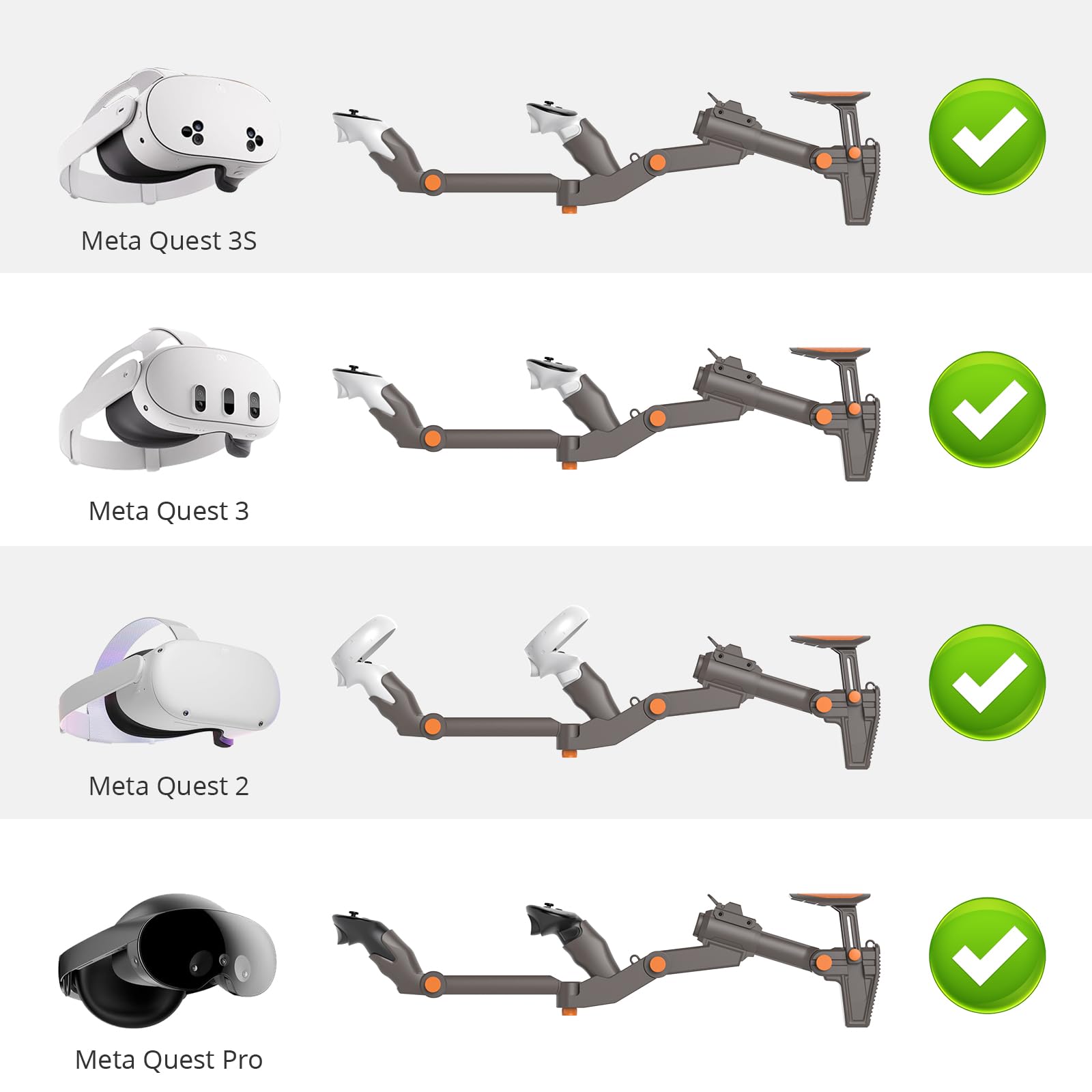 VR Gunstock for Meta Quest 2 Quest 3 Quest 3S Quest Pro – Adjustable FPS Gaming Controller Accessories with Quick Magnetic Attachment Cheek Pad for Immersive VR Gameplay (Gunmetal Gray)