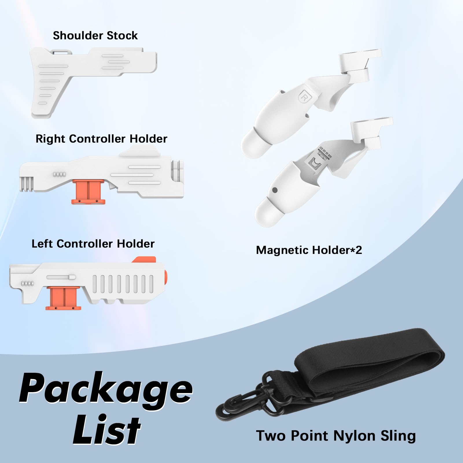 VR Handle Attachment Compatible with Meta Quest 3S, Weighted Gunstock Grip Enhance FPS Game Experience Holding Feel, VR Accessories for Oculus 3, Ideal Gift for Birthday and Christmas (Orange)