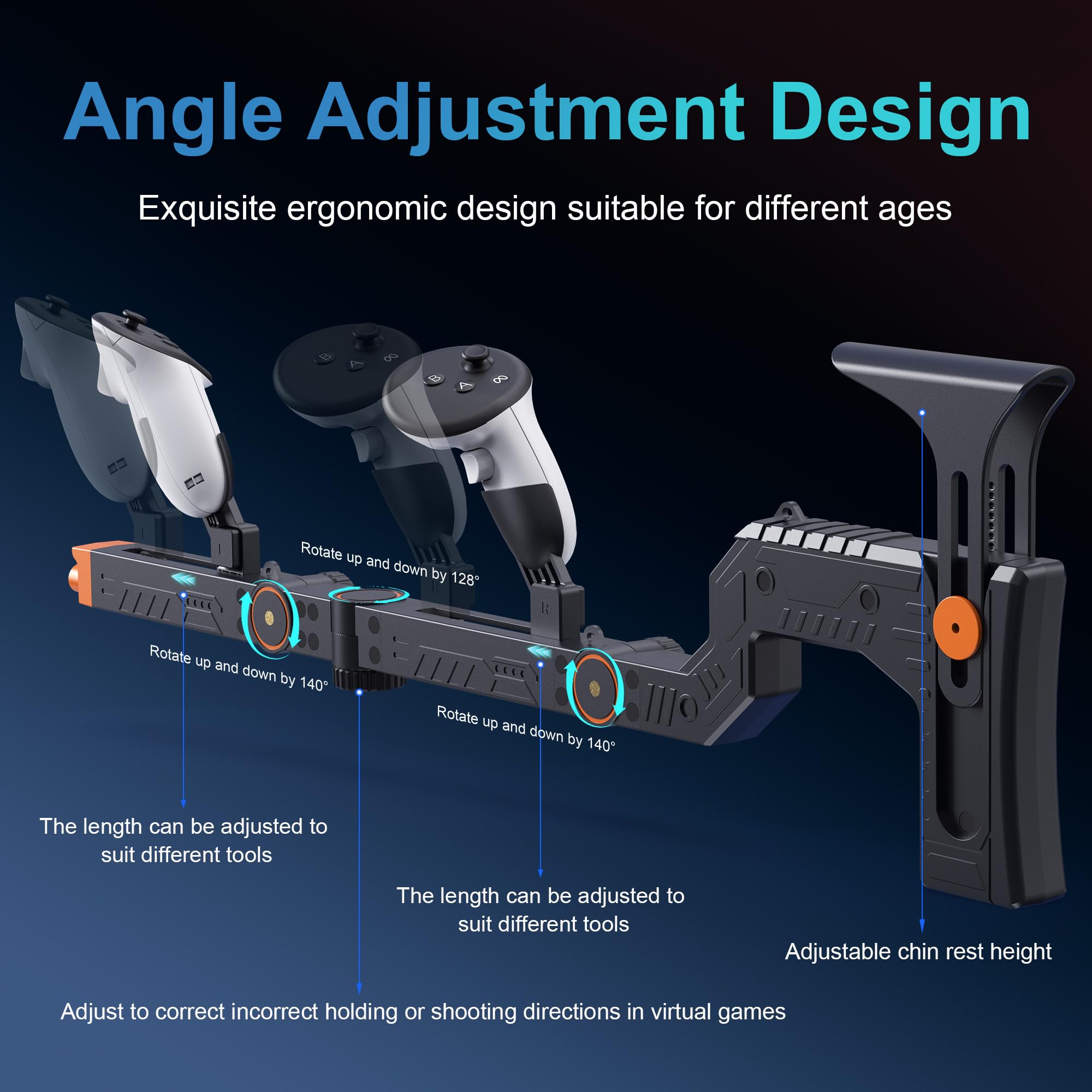 Upgraded VR Gun Stock for Meta Quest 3/ Quest 3S, Adjustment Gunstock Magnetic Accessories for Oculus Quest 3 Controller Grips with Shoulder Straps for Enhance Control Feel, Realistic FPS Gaming