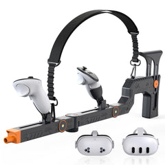 Upgraded VR Gun Stock for Meta Quest 3/ Quest 3S, Adjustment Gunstock Magnetic Accessories for Oculus Quest 3 Controller Grips with Shoulder Straps for Enhance Control Feel, Realistic FPS Gaming