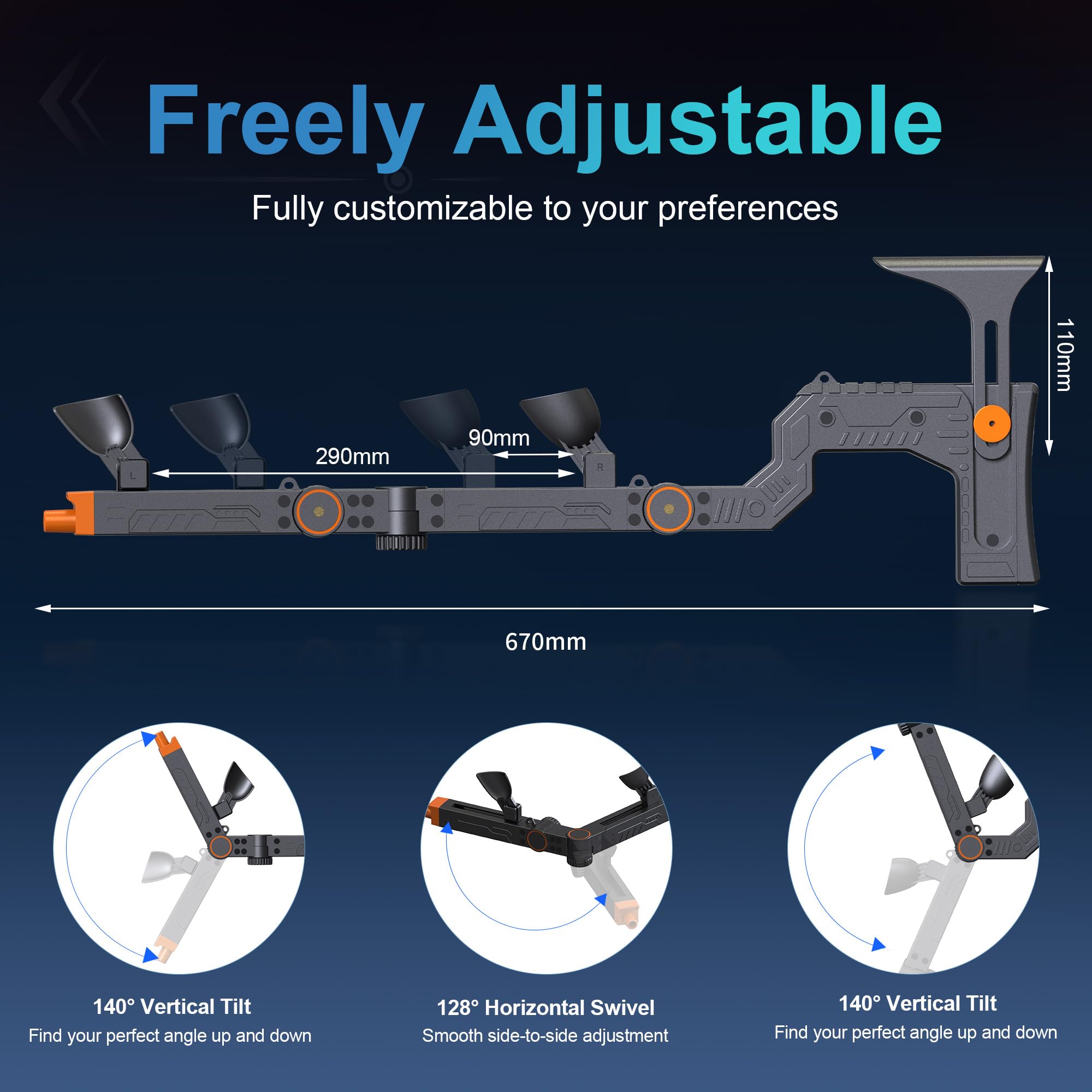 Upgraded VR Gun Stock for Meta Quest 3/ Quest 3S, Adjustment Gunstock Magnetic Accessories for Oculus Quest 3 Controller Grips with Shoulder Straps for Enhance Control Feel, Realistic FPS Gaming