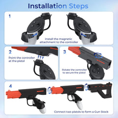 VR Gun Stock for Meta Quest 3/3S, 3-in-1 Magnetic Controller Grips Accessories for Oculus Quest 3/3S, Simulating Submachine Gun, Rifle, and Pistol, Providing Realistic Experience for Shooting Games