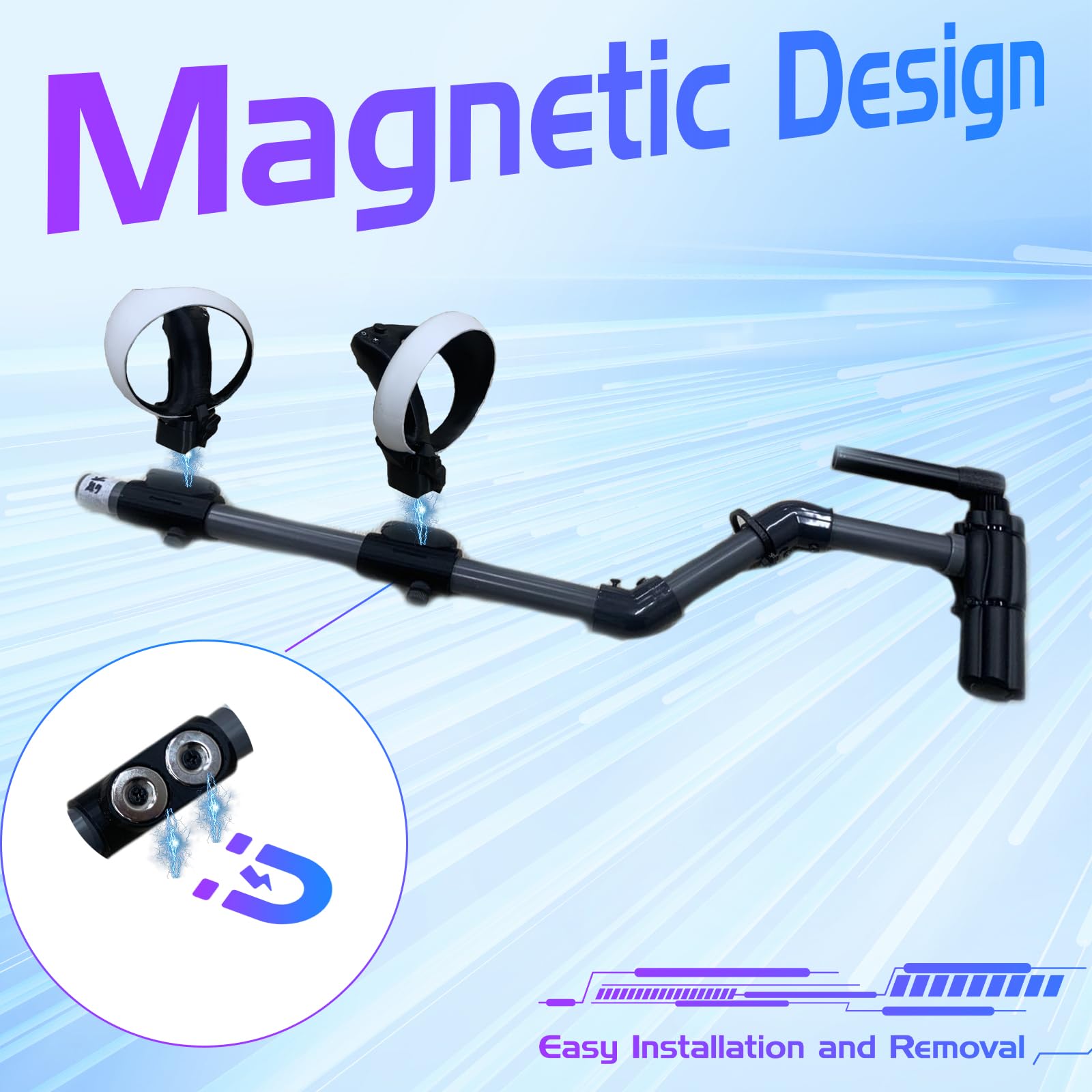 Hounyoln VR Gunstock for PlayStationVR2, for PSVR2 Controller Grips for Enhance Stability and Control Magnetic Controller VR Game Simplified Version (Black)