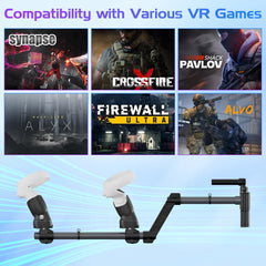 VR Gun Stock for Meta Quest 3S, Compatible with VR Meta Quest 3 Controller Grips, VR Shooting Game Accessories Quest 3S Magnetic Rifle with Shoulder Straps, Enhance Real Feeling (Black-C)