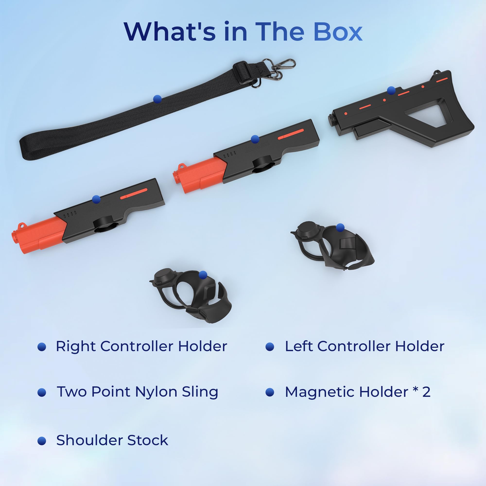 VR Gun Stock for Meta Quest 3/3S, 3-in-1 Magnetic Controller Grips Accessories for Oculus Quest 3/3S, Simulating Submachine Gun, Rifle, and Pistol, Providing Realistic Experience for Shooting Games