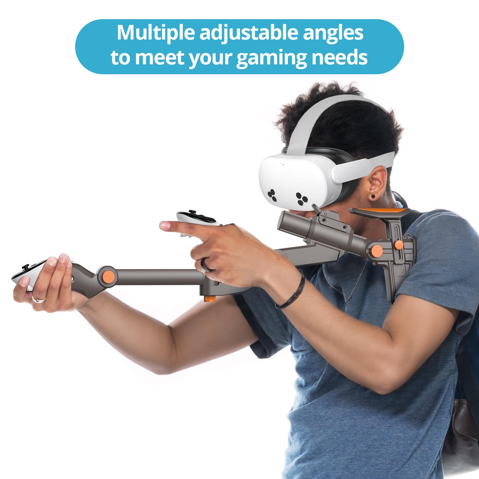 VR Gunstock for Meta Quest 2 Quest 3 Quest 3S Quest Pro – Adjustable FPS Gaming Controller Accessories with Quick Magnetic Attachment Cheek Pad for Immersive VR Gameplay (Gunmetal Gray)
