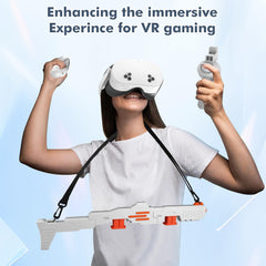 VR Handle Attachment Compatible with Meta Quest 3S, Weighted Gunstock Grip Enhance FPS Game Experience Holding Feel, VR Accessories for Oculus 3, Ideal Gift for Birthday and Christmas (Orange)