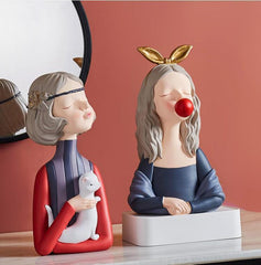 Creative Ornaments For Girls Blowing Bubbles And Holding Mice