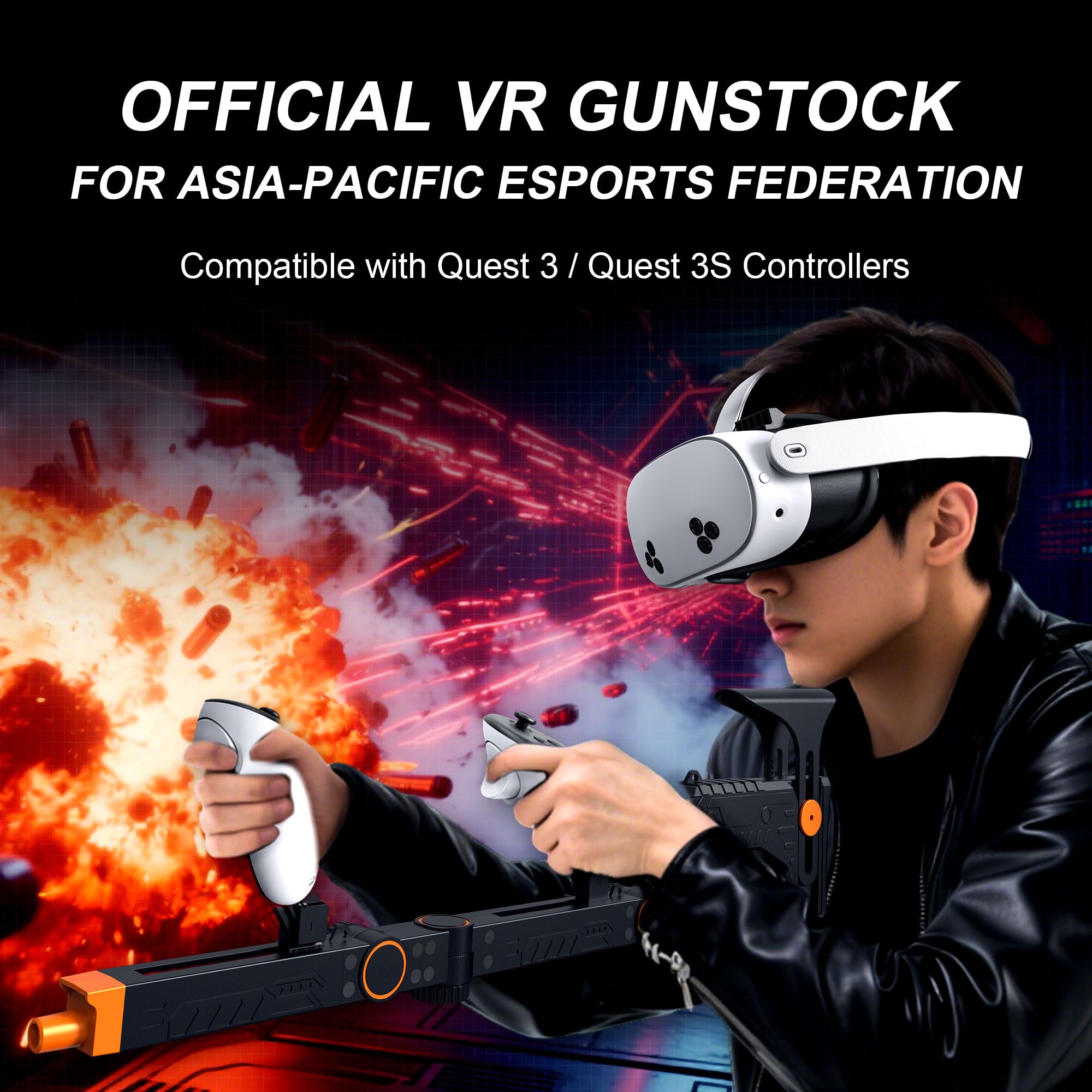 Upgrade V3.0 VR Gun Stock for Meta Quest 3 & Quest 3S, Durable Mechanical Design, Precision Angle Adjustment Gunstock for Oculus Quest 3 Enhancing Realistic VR Experience for FPS Gamers