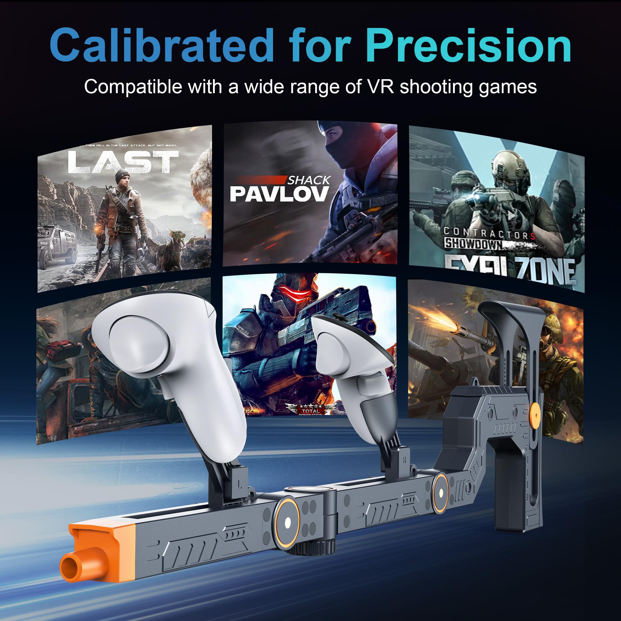 Upgraded VR Gun Stock for Meta Quest 3/ Quest 3S, Adjustment Gunstock Magnetic Accessories for Oculus Quest 3 Controller Grips with Shoulder Straps for Enhance Control Feel, Realistic FPS Gaming