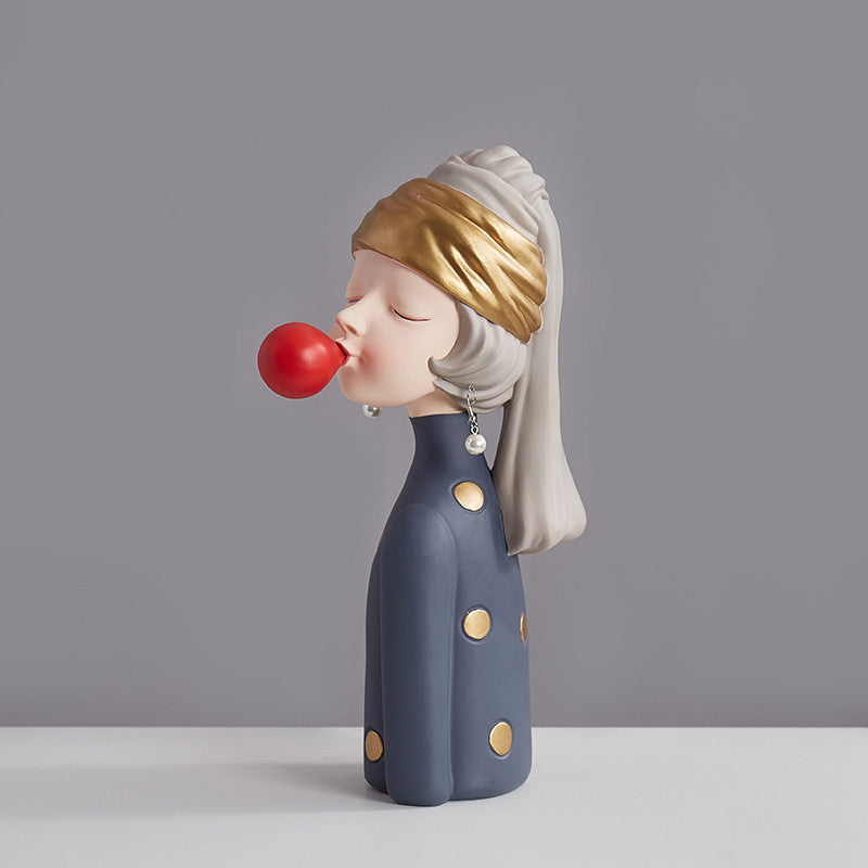 Creative Ornaments For Girls Blowing Bubbles And Holding Mice
