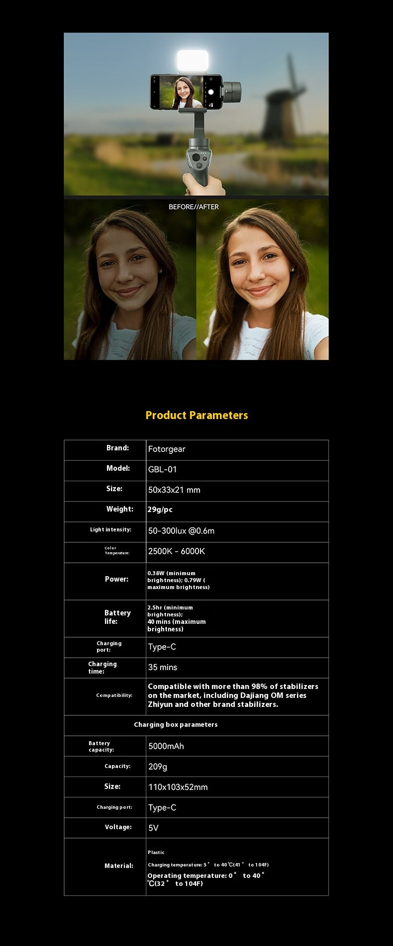 Magnetic Mini PTZ Magnetic Fill Light