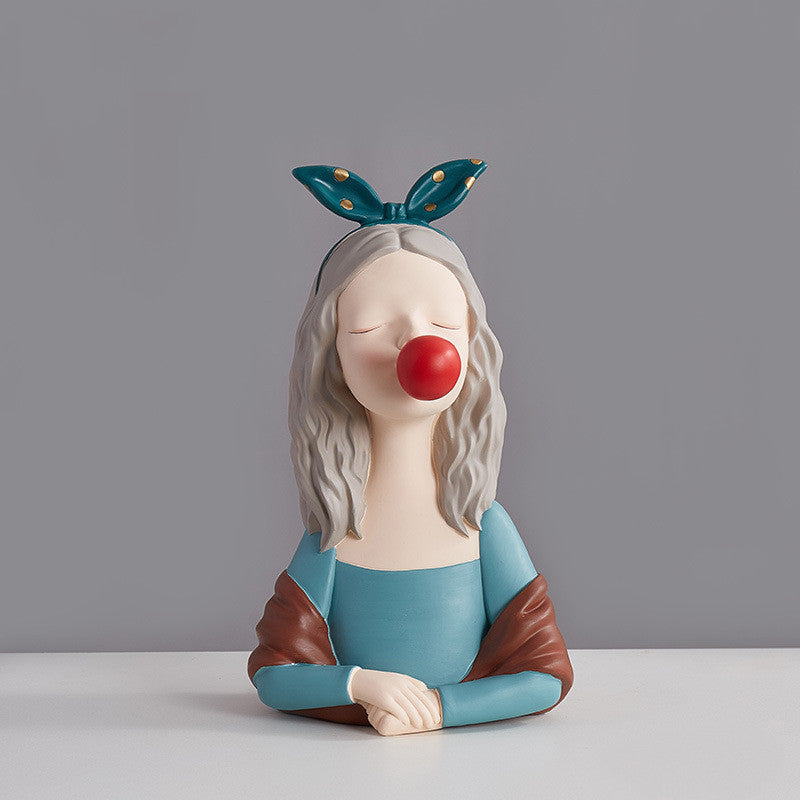 Creative Ornaments For Girls Blowing Bubbles And Holding Mice