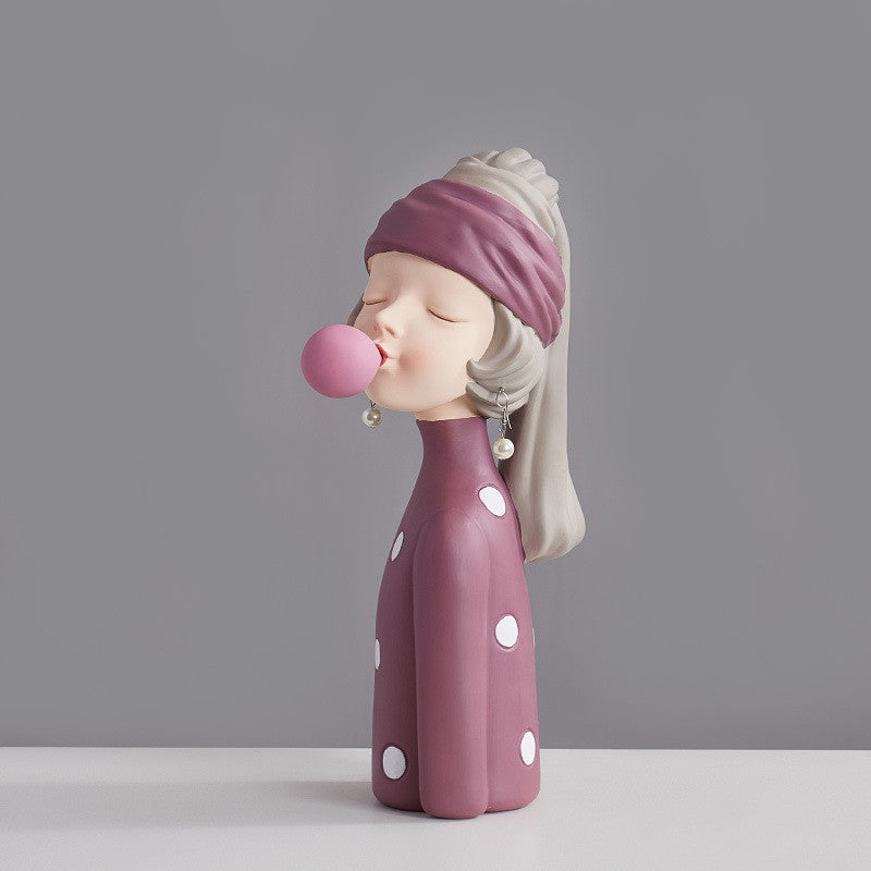 Creative Ornaments For Girls Blowing Bubbles And Holding Mice