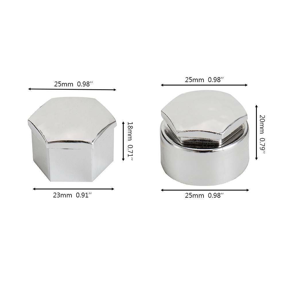 20Pcs 17mm Gloss Silver Car Wheel Nut Caps Bolt Covers For  VW Vauxhall Bmw